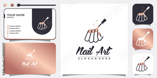 Nail beauty logo design for beauty with creative element concept Premium Vector photo