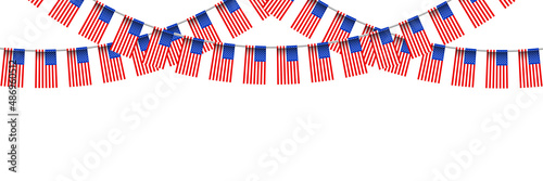 Vector realistic isolated party flags with United States of America flag on the white background. Concept of Happy Presidents Day.
