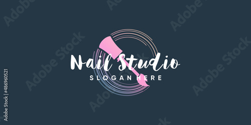 Nail beauty logo design for beauty with creative element concept Premium Vector