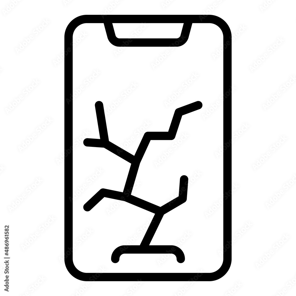 Cracked phone display icon outline vector. Case smartphone. Cell glass Cracked phone display icon outline vector. Case smartphone. Cell glass