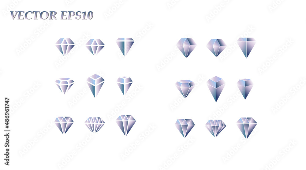 Diamond logo vector EPS10.Set diamonds icons, flat desing, brilliant logo, isolated on white. Diamond logo vector EPS10.Set diamonds icons, flat desing, brilliant logo, isolated on white.