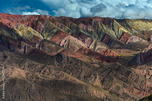 The dramatic Andean range of Cerro de los 14 Colores, or Fourteen Coloured Mountain, Serranía de Hornocal, Jujuy, Argentina photo