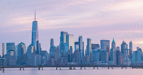 Liberty state park view New Jersey at Manhattan skyline