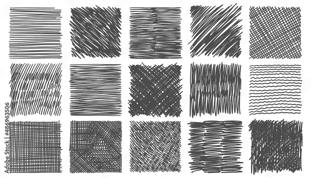 Fototapeta Hatch clipart. Scribble sketch pencil texture. Scratch pen grunge shape