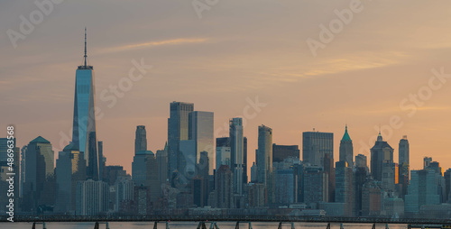 Panorama of Liberty state park view New Jersey at Manhattan skyline