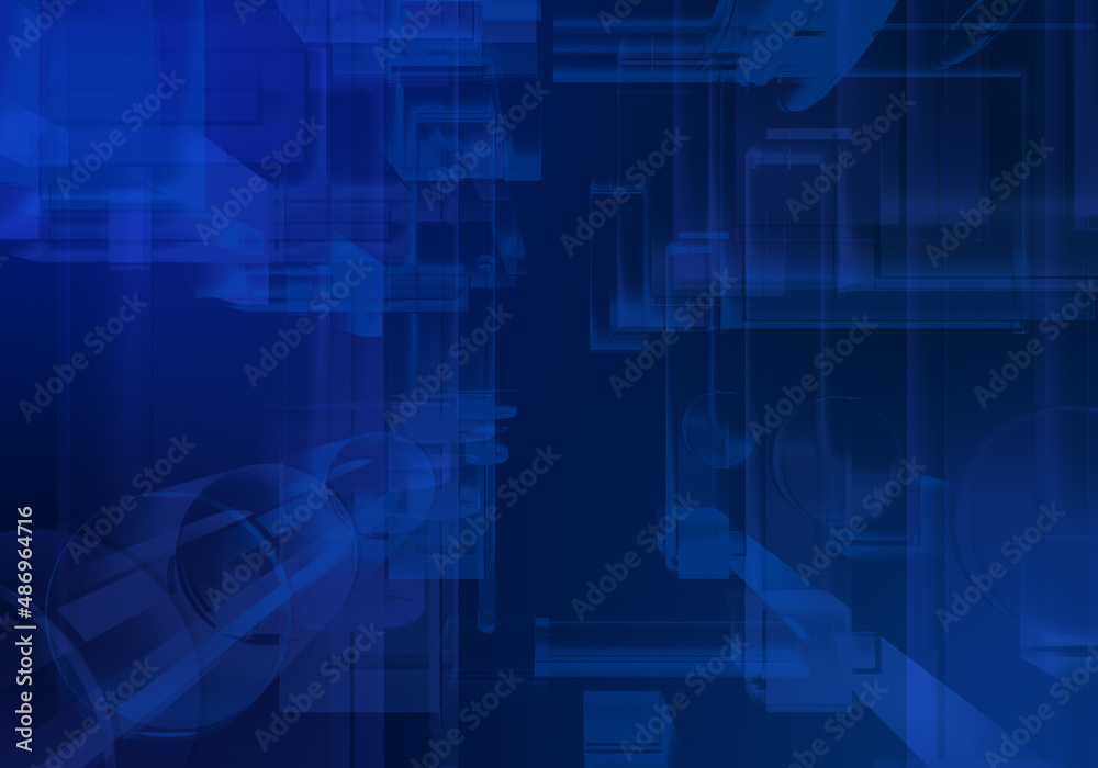 Obraz premium Abstract 3d blue blockchain isometric digital technology texture background.;