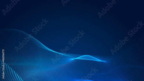 Abstract dot white blue wave gradient texture technology background.