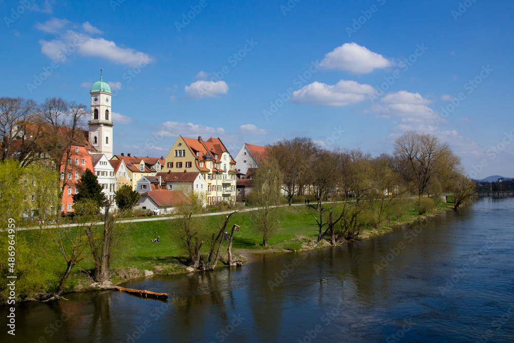 Regensburg, a medieval riverside by the Danube river. High quality photo