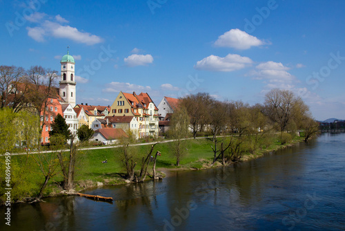 Regensburg, a medieval riverside by the Danube river. High quality photo