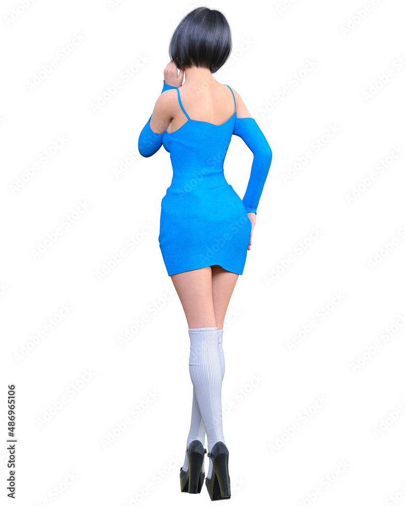 Beautiful woman in short evening mini dress. Beautiful woman in short evening mini dress.
