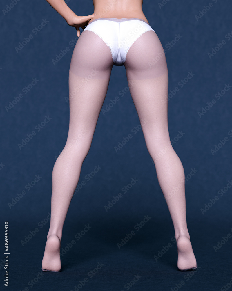 Beautiful female legs in pantyhose and panties. Stock Illustration