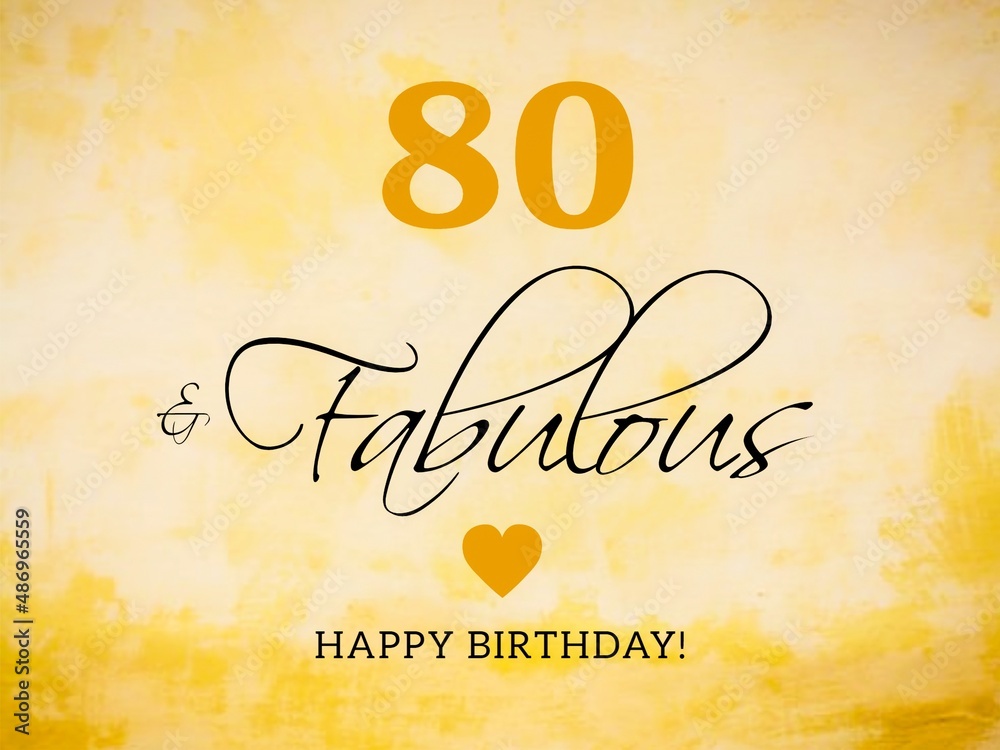 Fototapeta premium 80th birthday card wishes illustration
