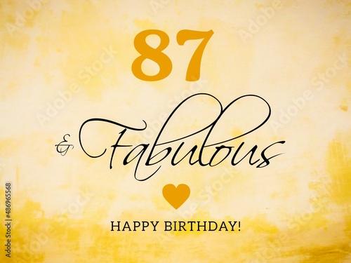 87th birthday card wishes illustration