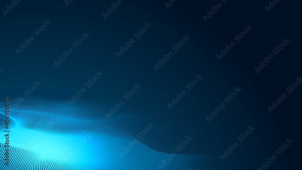 Abstract dot white blue wave gradient texture technology background.