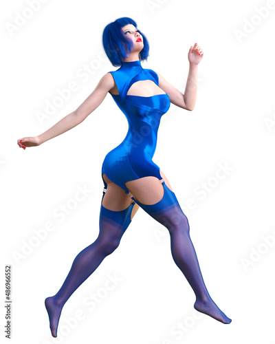 Beautiful woman nylon sleeveless jumpsuit stockings. © vladnikon