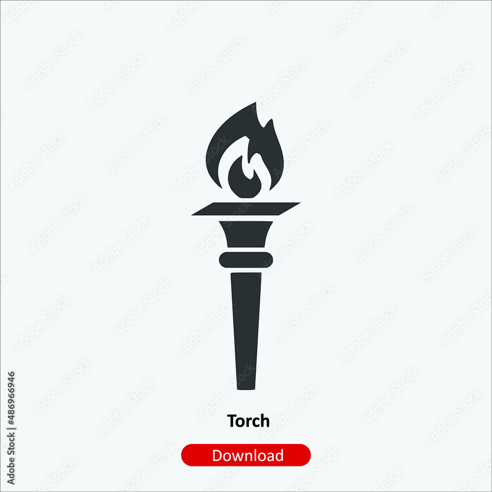 Torch - icon vector icon. Editable stroke. Linear style sign for use web design and mobile apps, logo. Symbol illustration. Pixel vector graphics - Vector Torch - icon vector icon. Editable stroke. Linear style sign for use web design and mobile apps, logo. Symbol illustration. Pixel vector graphics - Vector