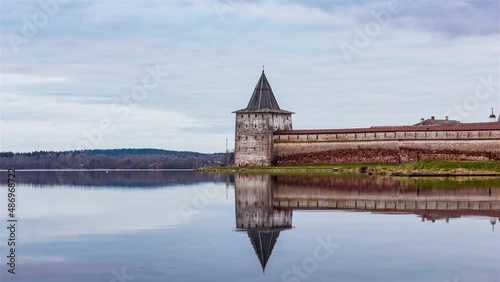 Kirillo-Belozersky Monastery Near Siverskoye Lake. Timelapse photo