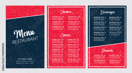 Restaurant menu modern design template layout