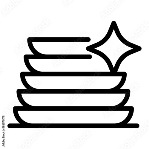 Clean dish stack icon outline vector. Wash label. Liquid detergent