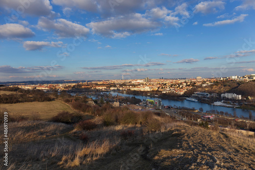 Winter Prague City from the Hill Devin in the sunny Day  Czech Republic