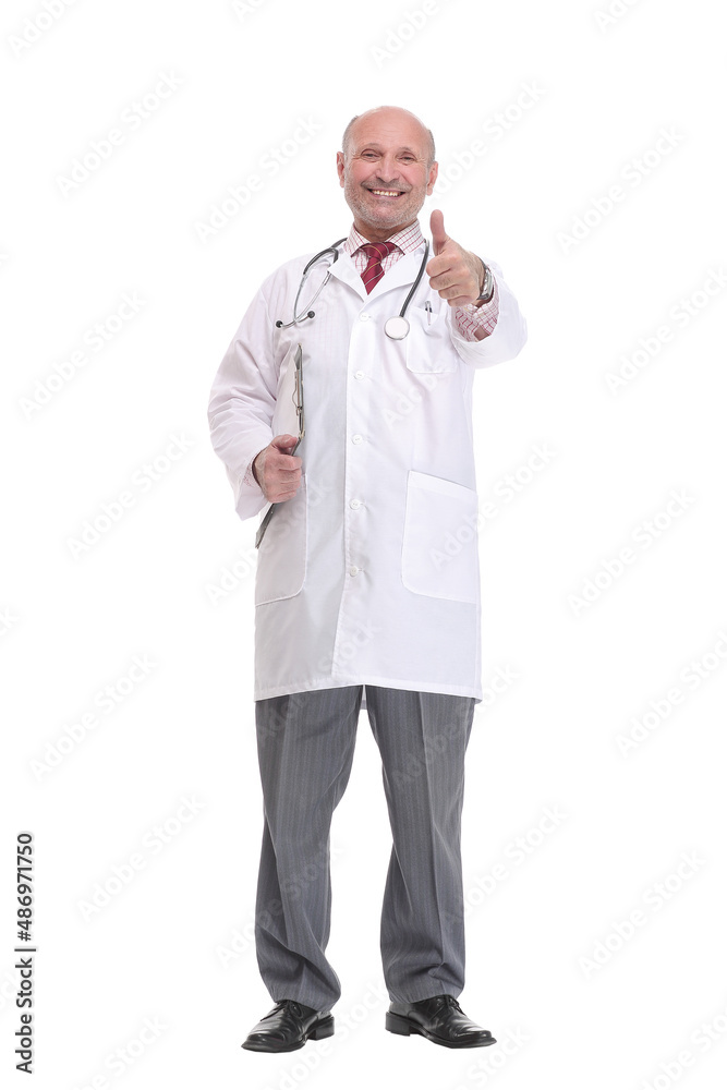 Full length portrait of a mature doctor holding a clipboard and posing Full length portrait of a mature doctor holding a clipboard and posing