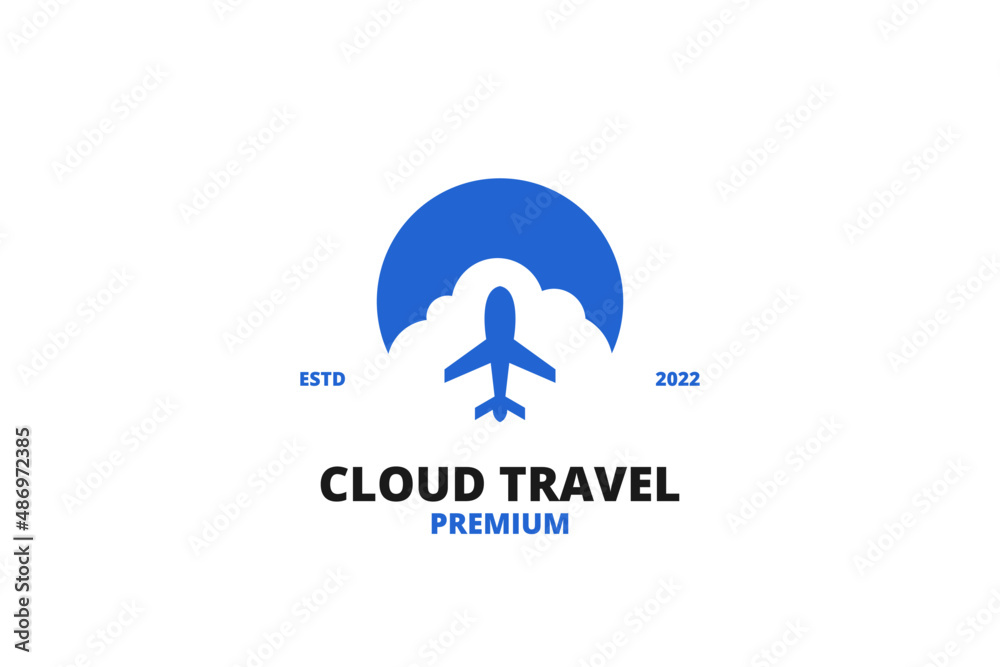 Travel logo with plane and cloud icon design vector template Travel logo with plane and cloud icon design vector template