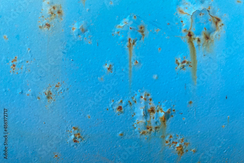 Texture fond, peinture bleue et rouille sur surface en métal