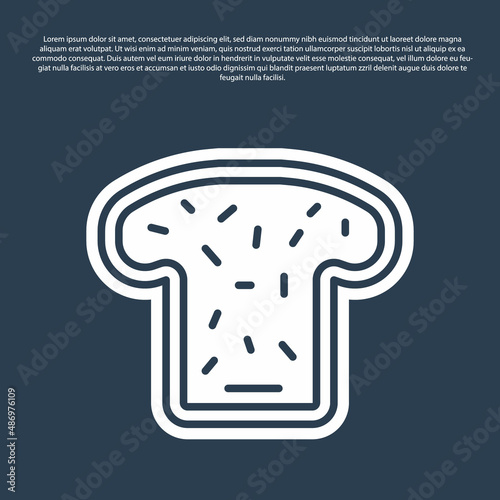 Blue line Bread toast for sandwich piece of roasted crouton icon isolated on blue background. Lunch, dinner, breakfast snack. Vector