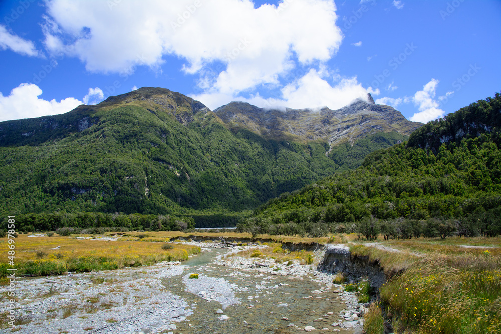 Valley at Paradise village, filming location of LOTR, New Zealand Valley at Paradise village, filming location of LOTR, New Zealand