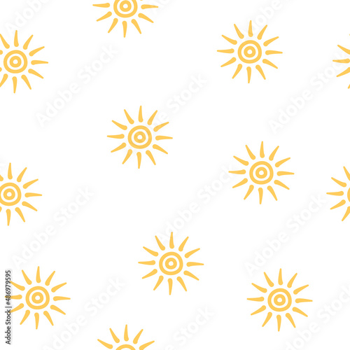 Simple seamless pattern of the sun. Vector illustration for a minimalistic design.