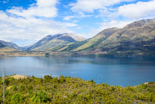 Lake Wakatipu surrounded by mountains, New Zealand