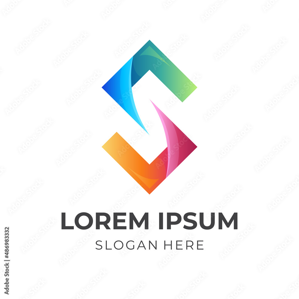 initial S logo template with 3d colorful style initial S logo template with 3d colorful style