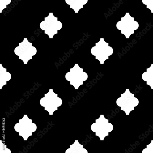 Seamless pattern. Ogee ornament. Oriental traditional ornamentation. Repeated rounded shapes. Window tracery wallpaper. Grid motif. Digital paper, textile print, web design. Vector art work.