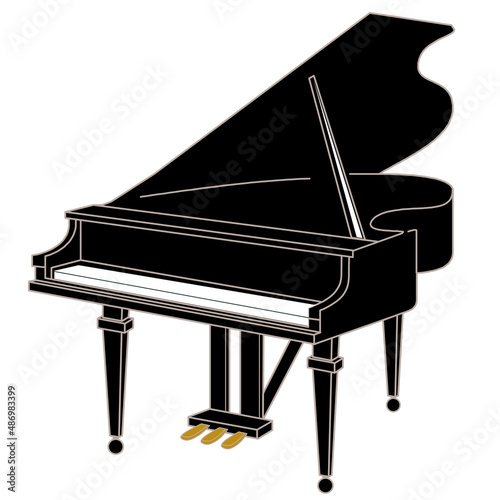 Grand Piano Illustration Isolated on White Background