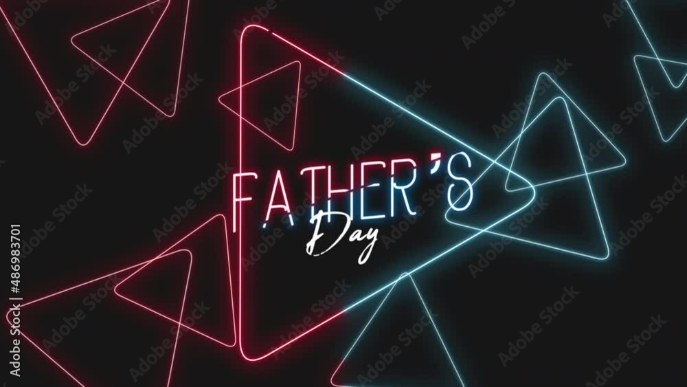 Father Day with neon blue and red triangles pattern, motion holidays and promo style background Father Day with neon blue and red triangles pattern, motion holidays and promo style background