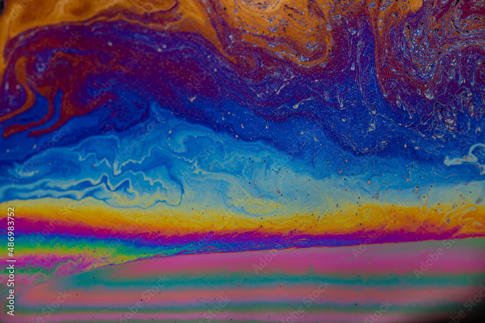 Soap bubbles that create abstract and mysterious colors
