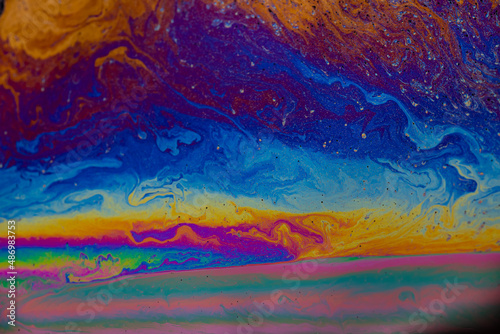 Soap bubbles that create abstract and mysterious colors