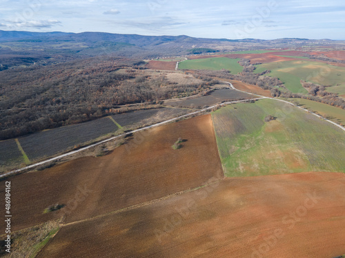 Aerial view of Sakar Mountain near town of Topolovgrad,  Bulgaria photo