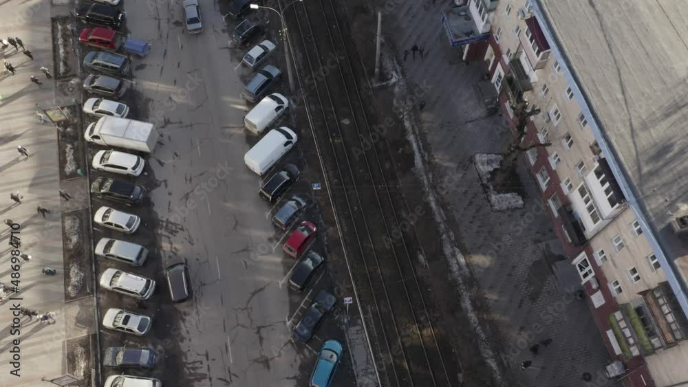 Top View Of Parked Cars On The Street Top View Of Parked Cars On The Street
