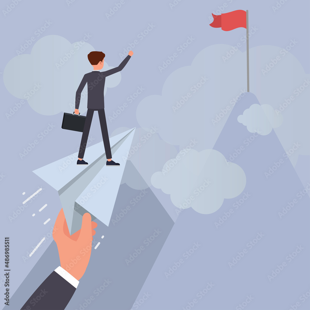 Businessman control people bring to success. people character vector design.