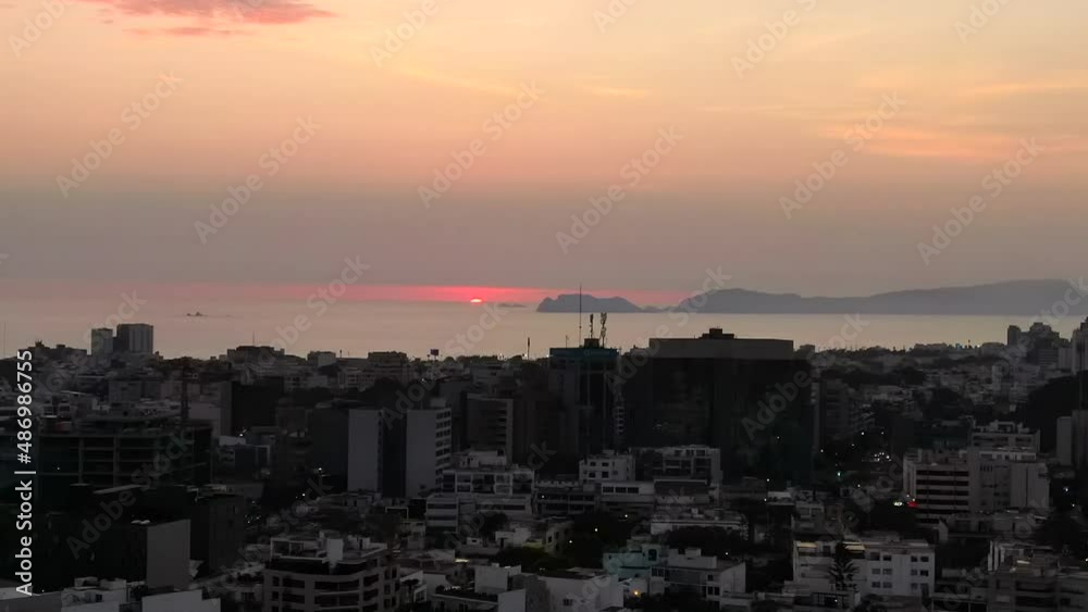 Amazing sundown in Miraflores Peru, seascape view with soft colors in South America Amazing sundown in Miraflores Peru, seascape view with soft colors in South America