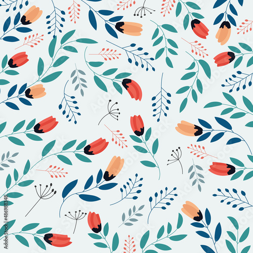 Colorful ditsy floral print background. - Vector.