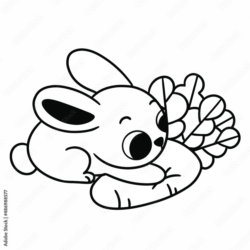 Lovely Little Bunny Playing With Carrot Coloring Page Doodle Vector Illustration Lovely Little Bunny Playing With Carrot Coloring Page Doodle Vector Illustration