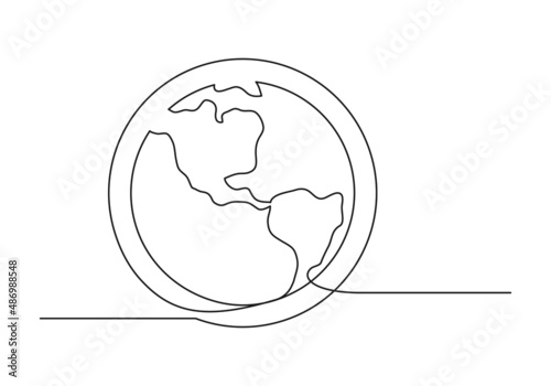 Continuous drawing of one line of an earth. Web concept. Earth isolated on a white background. Vector illustration