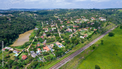 Aerial view of the city of Mairinque, Brazil. Farm near São Paulo, Brazil.