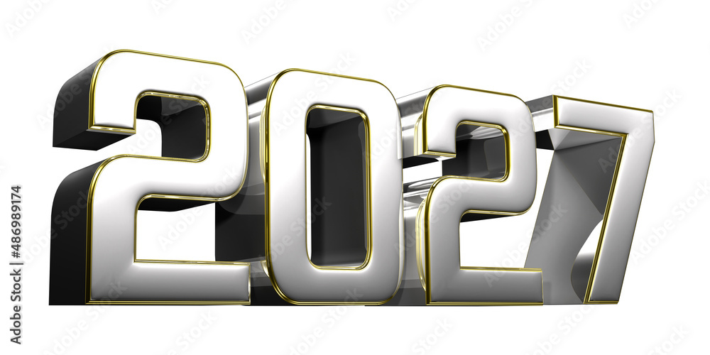 2027 stainless steel gold rim 3D illustration on white background with clipping path. 2027 stainless steel gold rim 3D illustration on white background with clipping path.