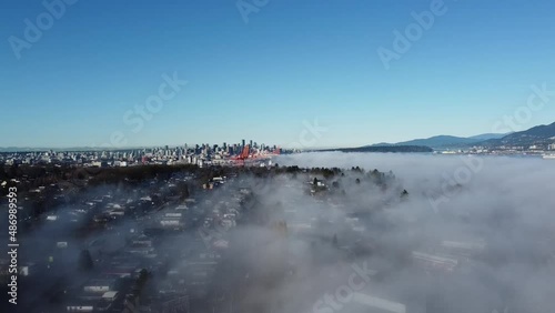 A foggy morning in the city.  Vancouver BC Canada
