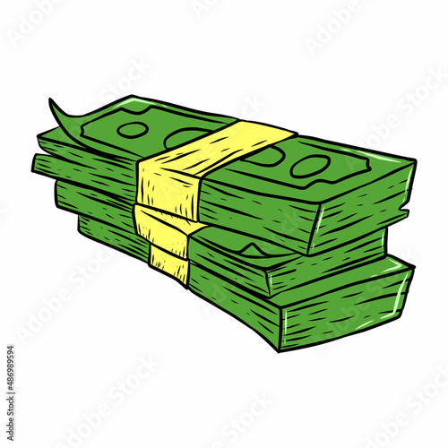 Financial colorful concept of money stack with dollar bills