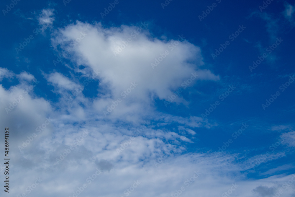 Blue sky and white cloud formations image for background use