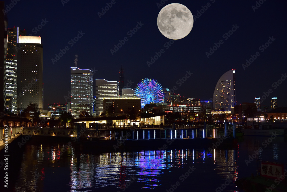 Naklejka premium 横浜みなとみらいの夜景